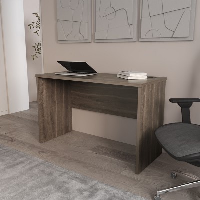 Vynxaria Rough Rock Minimalist Home Office Work Desk - Dark Walnut with Cable Management