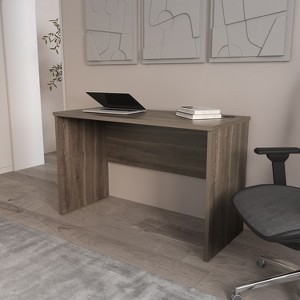 Vynxaria Rough Rock Minimalist Home Office Work Desk - Dark Walnut with Cable Management - 1 of 4