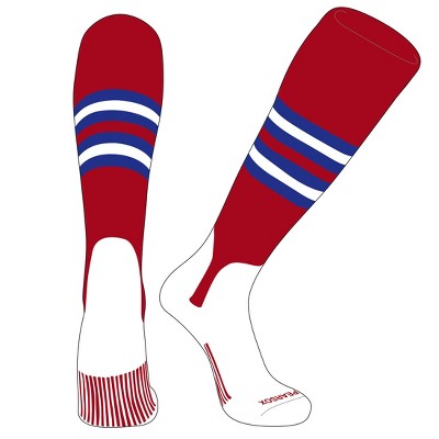 PEAR SOX OTC Baseball Softball Stirrup Socks (F, 5in) Red, Royal, White