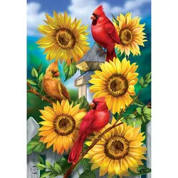 Cardinals And Sunflowers Summer House Flag Floral 28" x 40" Briarwood Lane