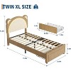 Twin XL Size LED Bed Frame with Storage Drawers,Adjustable Headboard with Bear Design,Soft Velvet Fabric Bed Frame for Kids,Solid Wood Slat Support - 2 of 4