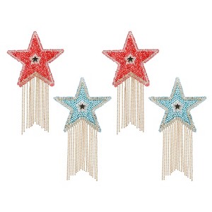 Unique Bargains Star Shape Rhinestone Glitter Iron On Sew Beaded Applique Patches 4 Pcs - 1 of 4