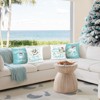 Christmas Coastal Throw Pillow Covers 18 x 18 Inch Teal Blue Ocean Sea Turtle Crab Starfish Beach - 4 of 4