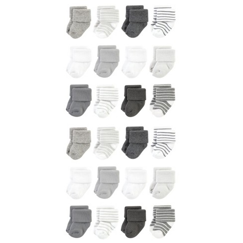 Hudson Baby Cotton Rich Baby Terry Socks 24-Pack, Gray Stripe - image 1 of 3