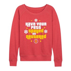 Women's -  - Women's French Terry Long Sleeve Pullover Lightweight French Terry Wide Neck Long Sleeve Graphic Shirt - 1 of 3