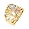Ross-Simons Italian 14kt Tri-Colored Gold Floral Ring Size 10 - 3 of 4
