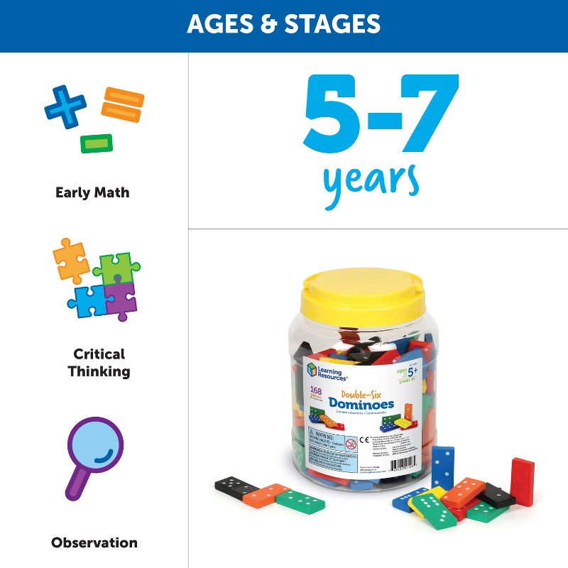 Learning Resources Double-Six Dominoes In Bucket, Ages 5+, 5 of 6