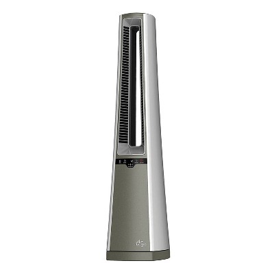 Lasko AC600 4-Speed Bladeless Remote Control Oscillating Indoor Tower Pedestal Standing Floor Fan with 8 Hour Timer and Washable Filter, Silver