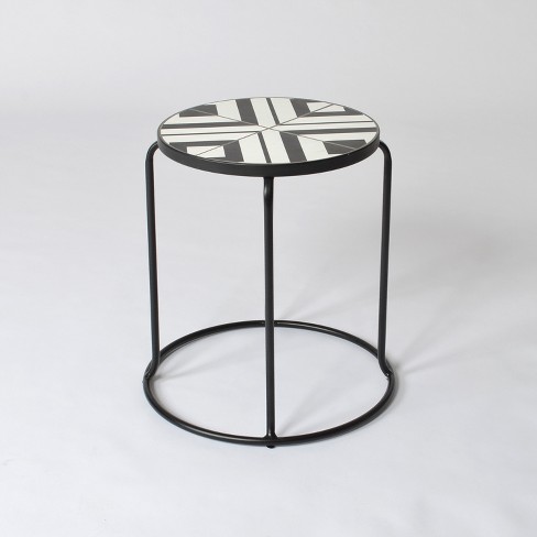 Geo Mosaic Indoor Outdoor Stack Accent Table Black Off White Project 62 Target