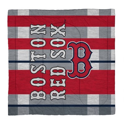 MLB Boston Red Sox Heathered Stripe Queen Bedding Set in a Bag - 3pc — фото 2