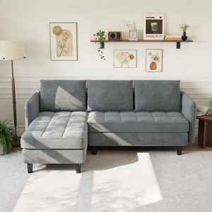 75.5 inch L Shaped Sectional Sofa with Storage, 4 Seat Modular Sofa Sectional Couches, Comfy Deep Seat Couch Bed - 1 of 4