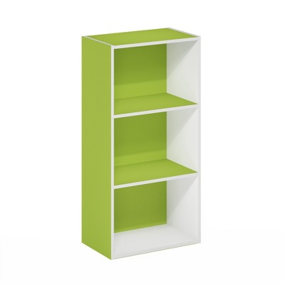 Furinno 3-Tier Reversible Open Bookshelf Storage Bookcase Display Cabinet,Green/White