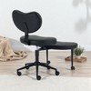 Modern Dining Chair, Home Office Ergonomic Cross Legged Chair with Wheels, Adjustable ADHD Desk Chair with Footstool & Lumbar Support - 4 of 4