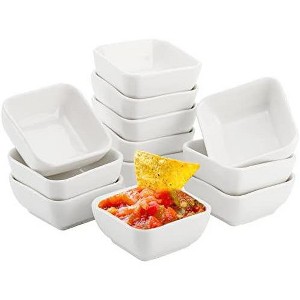 Aoibox 12 Pack Ceramic Dip Bowls Set - Condiment Server Dishes Mini Bowls for Sauce, Vinegar, Ketchup, BBQ and Party Dinner - 1 of 4