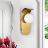 PAKOKULA 4.5 in.1-light Gold Curved Metal Plate Industrial Wall Sconce with Milk Globe Glass Shade - 3 of 4