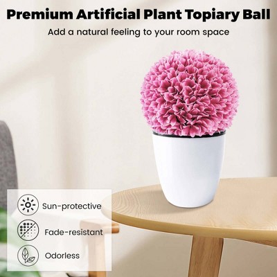 11" Pink Faux Boxwood Topiary Balls with Sun-Protective PE Material