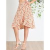 Allegra K Women's Floral Printed Self Tie Knot High-Low Ruffle Hem Wrap Skirt - 2 of 4