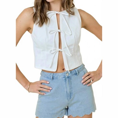 Women's Scalloped Denim Shorts - day + moon