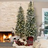 Best Choice Products 7.5ft Pre-lit Slim Pencil Christmas Tree, Snow ...