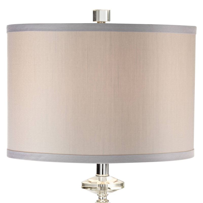 Vienna Full Spectrum Aline Traditional Table Lamp with Square White Marble Riser 26 1/2" High Crystal Gray Shade for Bedroom Living Room Bedside House, 3 of 8