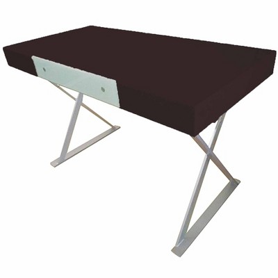 HomeRoots 48" Espresso and Silver Wood and Metal Computer Desk