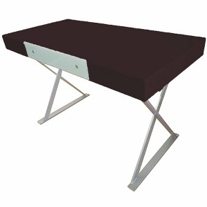 HomeRoots 48" Espresso and Silver Wood and Metal Computer Desk - 1 of 4