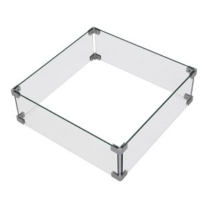 Sol Living Fire Pit Table Tempered Glass Heavy Duty Firepit Accessory Wind Screen, Clear - 1 of 4
