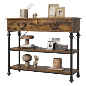 43" L Console Table with 2 Drawers and 3 Tier Shelves, Hallway Table Home Furniture for Living Room, Foyer, Bedroom - 1 of 4