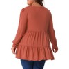 Agnes Orinda Women's Plus Size Babydoll V Neck Long Sleeve Winter Casual Button Half Placket Blouse - 4 of 4