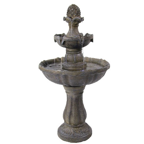 Sunnydaze Outdoor Backyard Polyresin Solar Powered 2-Tier Pineapple Top Water Fountain Feature - 33" - image 1 of 4