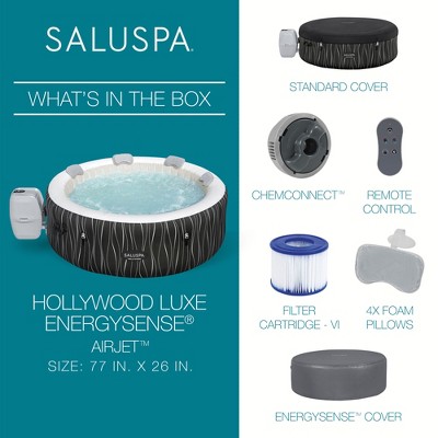 Bestway SaluSpa Black Round Inflatable Hot Tub with EnergySense Cover