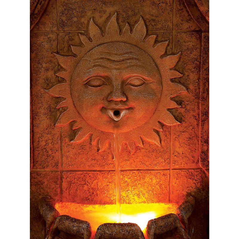 John Timberland Outdoor Wall Water Fountain with Light LED 37" High 2 Tiered Sun Face for Yard Garden Patio Deck Home, 3 of 8