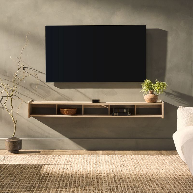 Modern Minimalist Floating TV Stand for TVs up to 70" with Open Storage - Saracina Home, 5 of 15