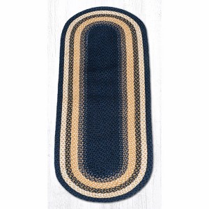 Earth Rugs Light Blue, Dark Blue & Mustard Oval Braided Rug – Handcrafted Quality - 1 of 1