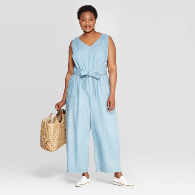 plus size chambray jumpsuit