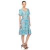 Women's Floral Short Sleeve Knee Length Dress - 2 of 4