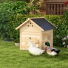 PawHut Duck Coop, Wooden Duck House, Outdoor Small Animal House with Openable Roof, Double Doors, Removable Base for 1-3 Ducks - 3 of 4