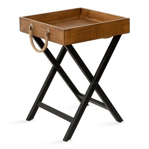 Kate and Laurel Bayville Square Wood Tray Table, 17x17x24, Brown - 1 of 4