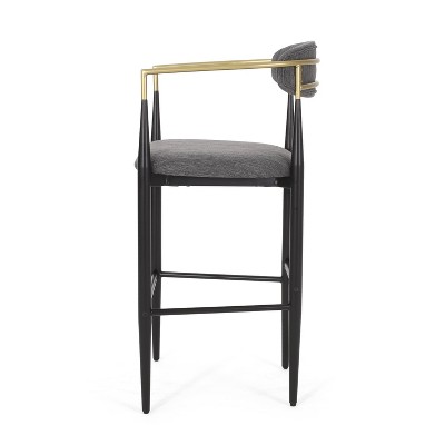 Christopher Knight Home Set of 2 30" Elmore Barstools Charcoal/Black/Gold