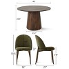 Modern Round Dining Set with Walnut Finish, 46" Pedestal Table and 4 Comfortable Curved Back Upholstered Chairs-Maison Boucle - 4 of 4
