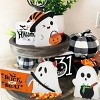 Halloween Decorations Indoor, Wooden Tiered Tray Decor Table Sign Set of 3, Black Cat Bat Witch Broom Signs Pumpkin Blocks for Party Home Shelf - 4 of 4