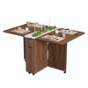 Wood Folding Dining Table with 6 Wheels, Drop Leaf Table with Drawer & Storage Shelf for Kitchen and Dining Room - 2 of 4