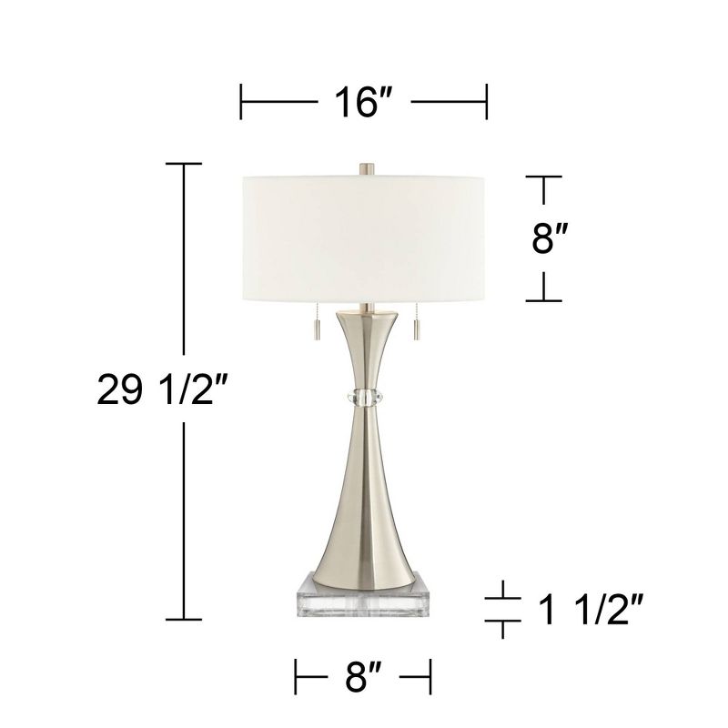 360 Lighting Rachel Modern Table Lamps Set of 2 with Square Riser 29 1/2" Tall Silver Metal White Drum Shade for Bedroom Living Room Bedside Family, 4 of 6