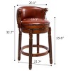 NicBex Cow top Leather Wooden Bar Stools,360 Degree Swivel Bar Stools with Backs,Counter Height Bar Stools for Home Kitchen Cafe - 3 of 4