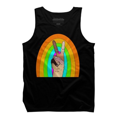 Design By Humans Peace Hand Symbol Stripes By PaperRescueDesigns Tank Top