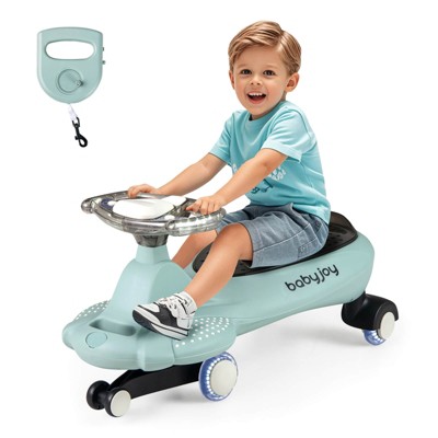 Safstar Wiggle Car with Hauling Rope Ride on Toy with Under-Seat Storage &  Swing Car