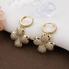 Gold Clover Earrings for Women, 14K Plated Cubic Zirconia Lucky Four Leaf Hoop Huggie Dangle Earrings Sparkly Floral Gift - 4 of 4
