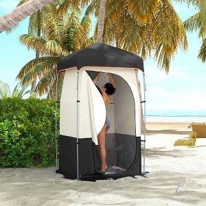 Resenkos Camping Shower Tent, Portable Privacy Shelter with Solar Bag, Removable Floor, Black - 1 of 4