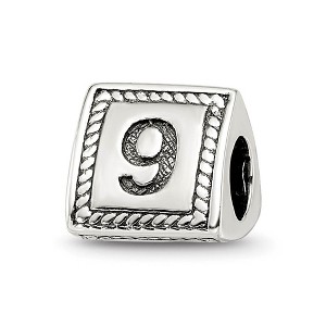 Black Bow Jewelry Triangle Block, Number 9 Sterling Silver Bead Charm - 1 of 4