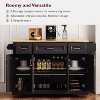 NicBex Rubber Wood Texture Kitchen Island with Drop Leaf & Rack,Rolling Kitchen Cart with Wheels & Drawers,Storage Cabinet Folding Dining Table - 3 of 4